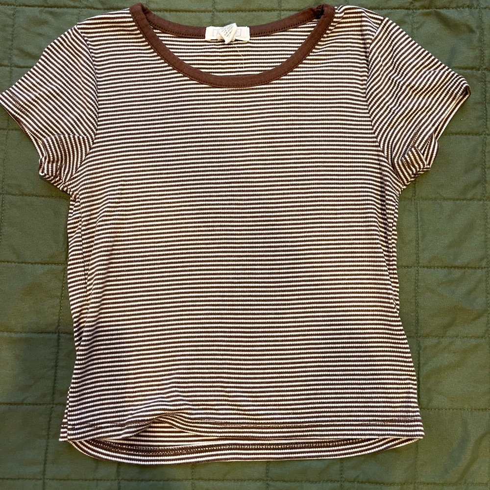 Brown striped crop top